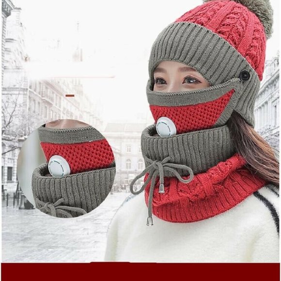 3-pc Set Beanie Cap + Neck Scarf + Mask - Picture 2 of 4